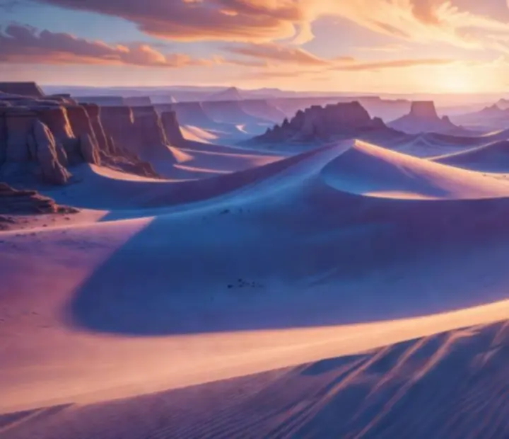 Alto’s Odyssey Photo Mode felvétele, amelyen a játékos megállíthatja a jelenetet és gyönyörködhet a sivatagi tájban
