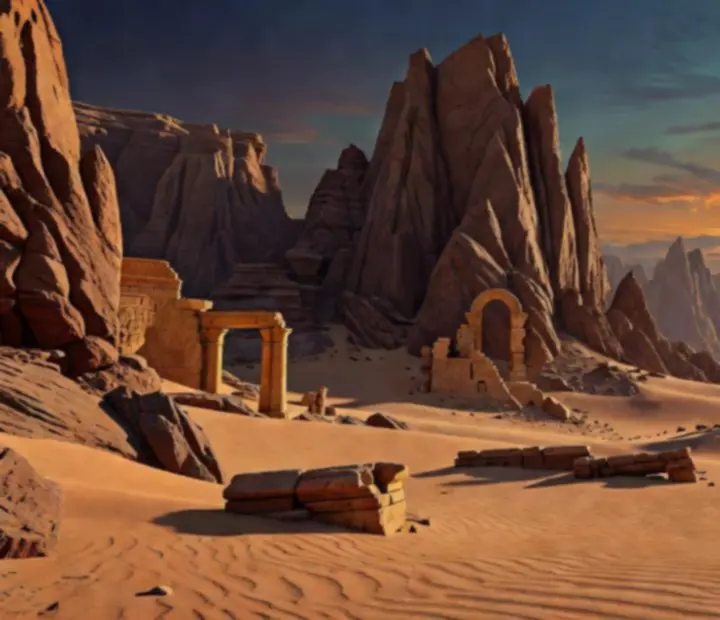 Sivatagi kanyon és homokdűnék Alto’s Odyssey stílusú látvánnyal